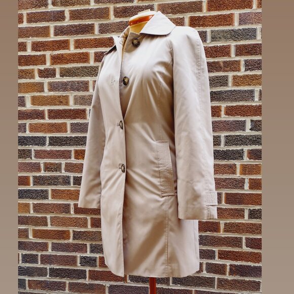 London Fog Lined Khaki Trench Coat, Size XS - Picture 2 of 10